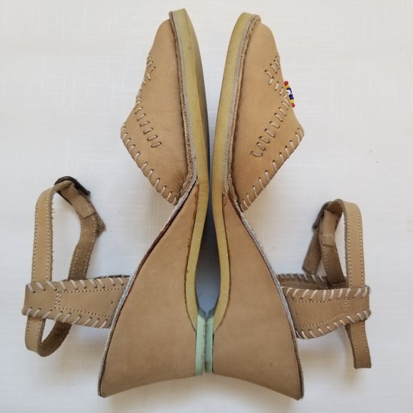 Vintage 70s 80s Womens 6.5 Nine 9 West Native American Inspired Leather Wedge - Picture 6 of 12